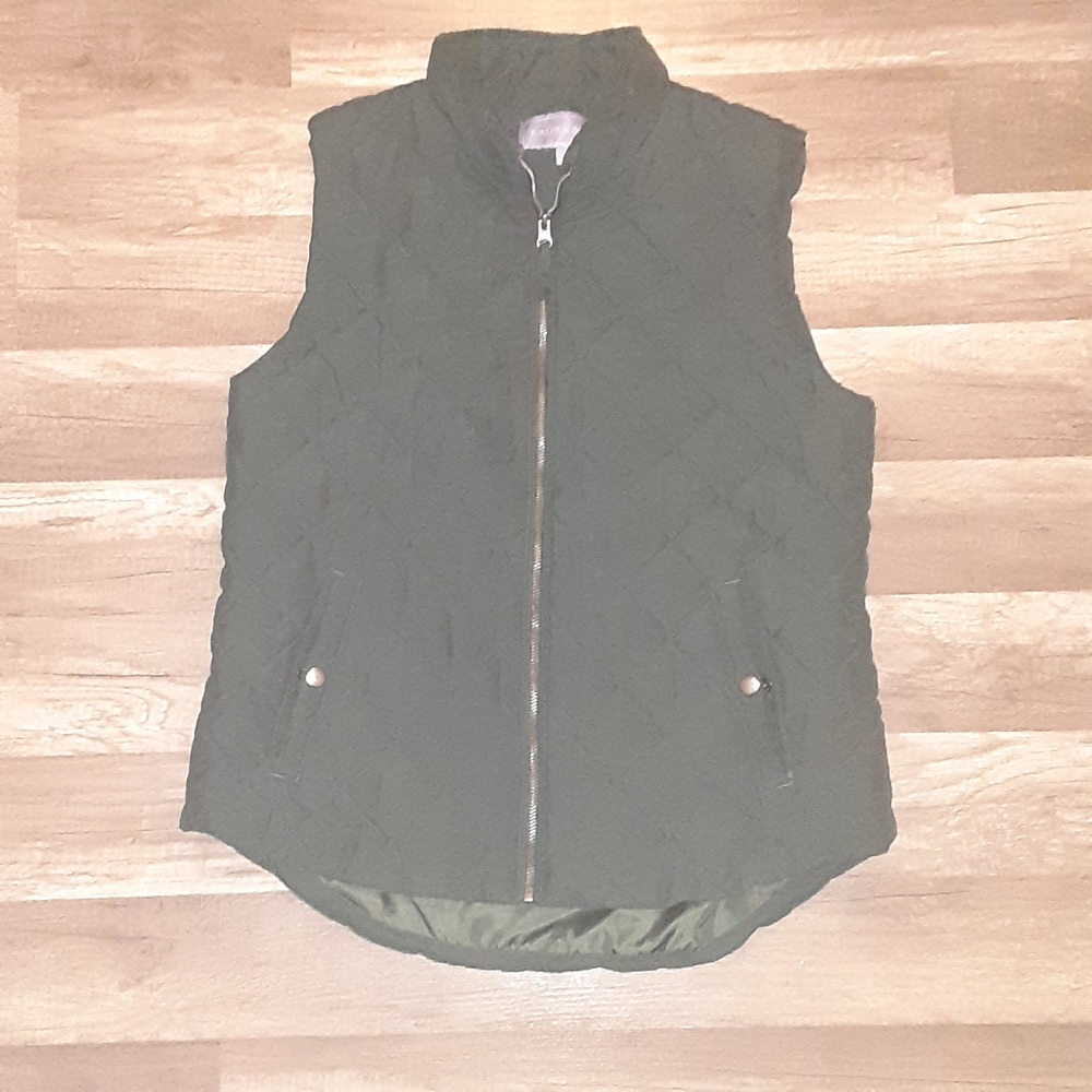 Laura Scott Green Quilted Vest Size L